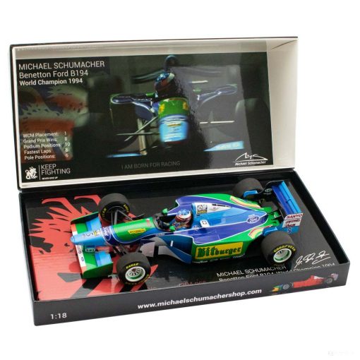 Michael Schumacher Model Car, Benetton Ford B194 World Champion 1994, 1:18 scale, Blue, 1994