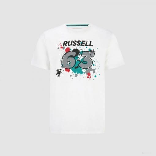 Mercedes George Russell T-Shirt, GEORGE #63, White, 2022