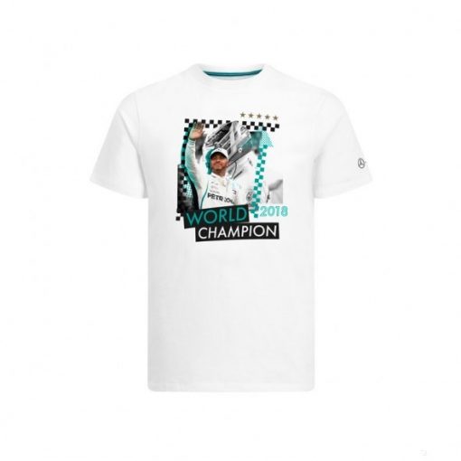 Mercedes T-shirt, Lewis Hamilton 2018 Champion Round neck, White, 2018