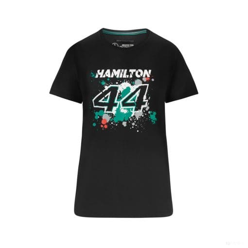 Mercedes Lewis Hamilton Womens T-Shirt, LEWIS #44, Black, 2022