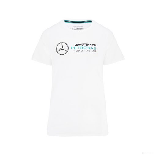 Mercedes Womens T-Shirt, Large Logo, White, 2022