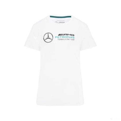 Mercedes Womens T-Shirt, Large Logo, White, 2022