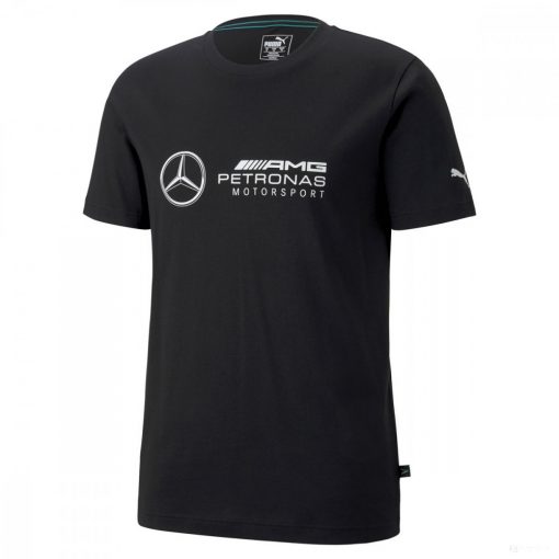 Mercedes T-shirt, Puma Logo Round Neck, Black, 2020